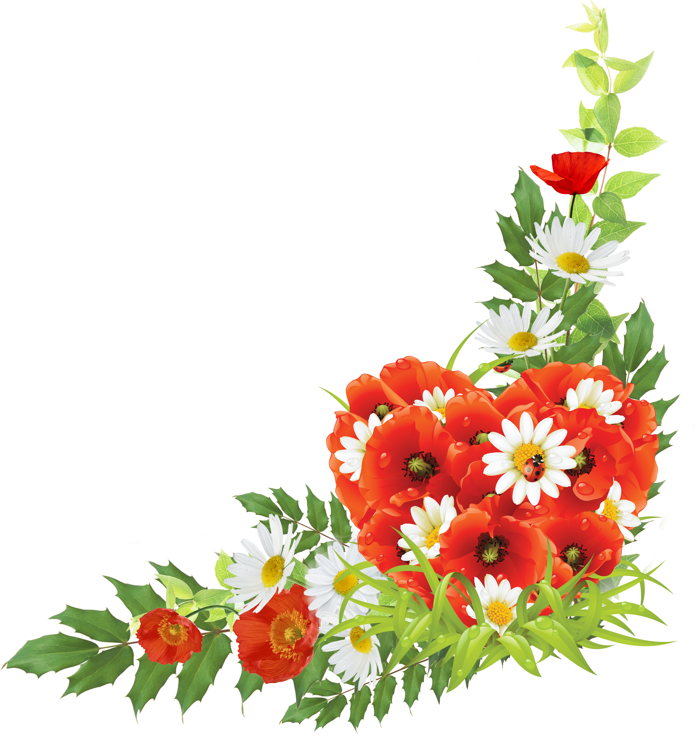 Corner Android Flowers Free Frame PNG Image