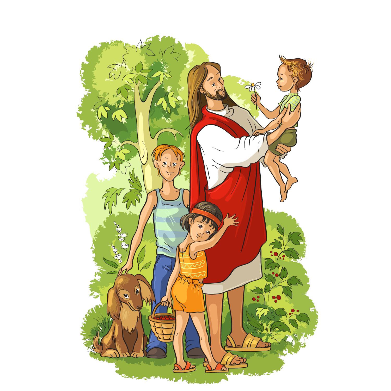 Bible Resurrected Illustration Jesus Vector Holding Child PNG Image