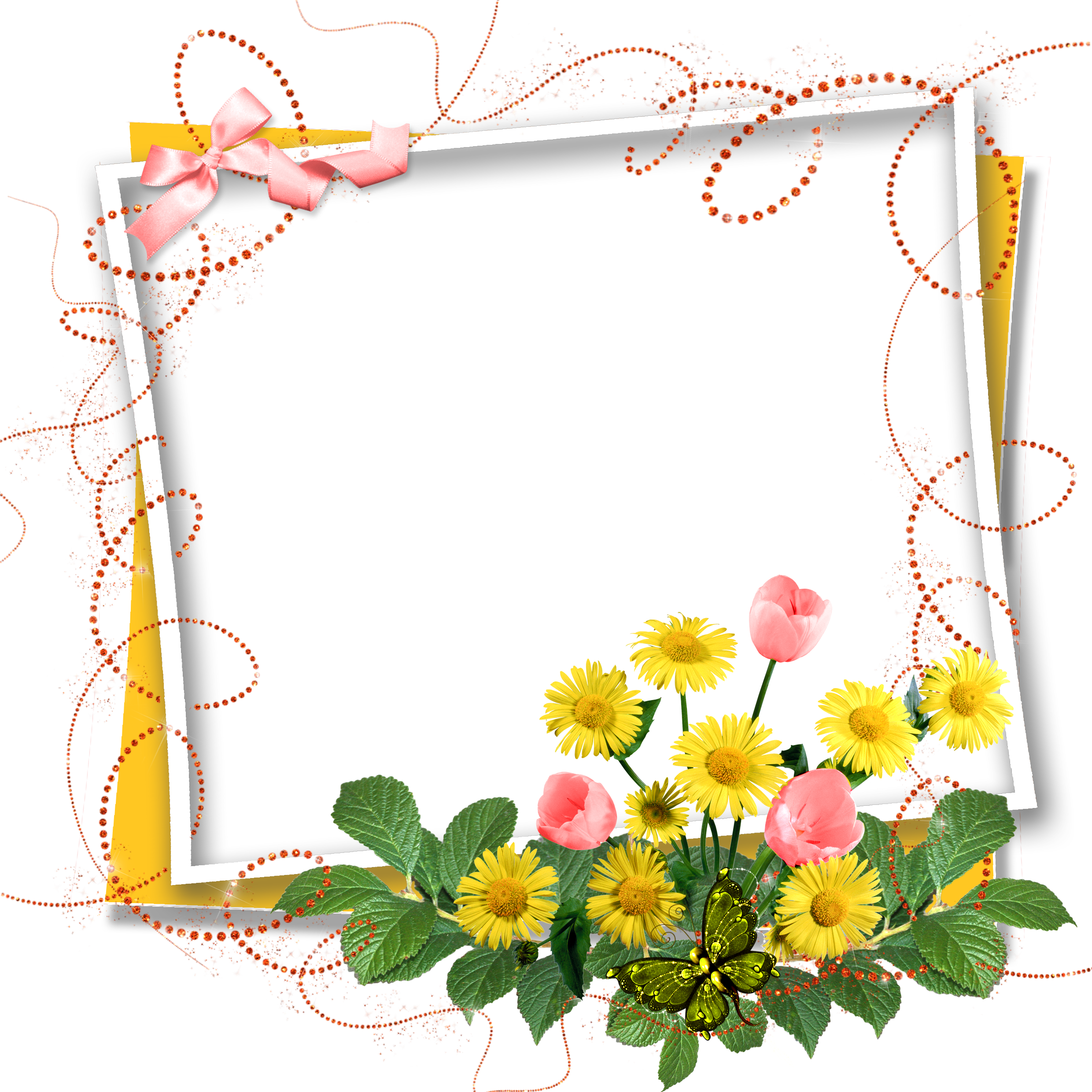 Flower Frame Greeting Note Birthday Cards PNG Image