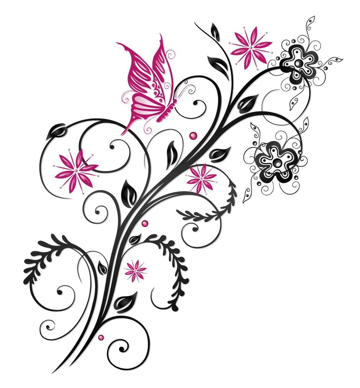 Butterfly Floral Flower Ornament PNG Download Free PNG Image