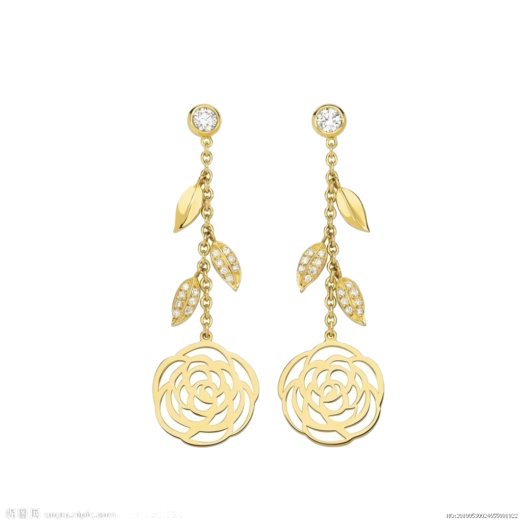 Gold Jewellery Camellia Bracelet Japanese Earring Chanel PNG Image