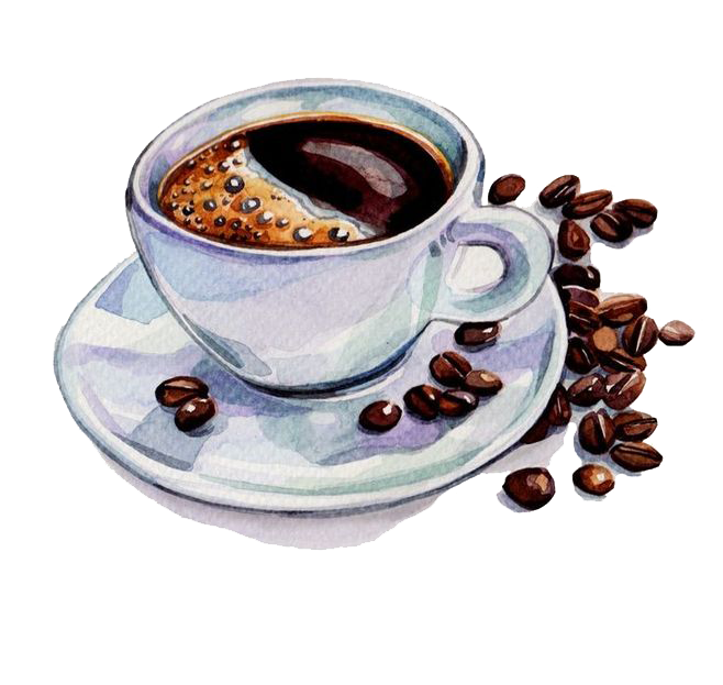 And Coffee Tea Watercolor Beans Cafe Painting PNG Image