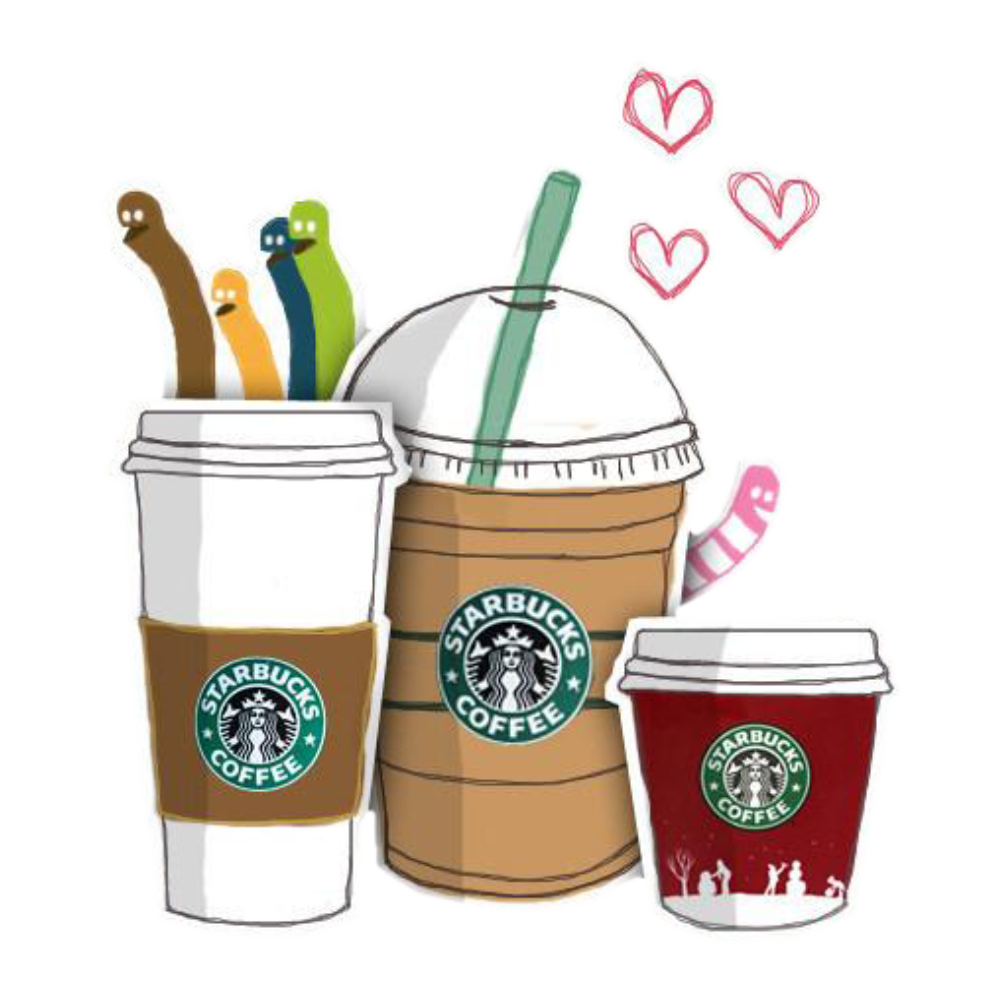 Coffee Iced Tea Starbucks Cafe Hand-Painted PNG Image