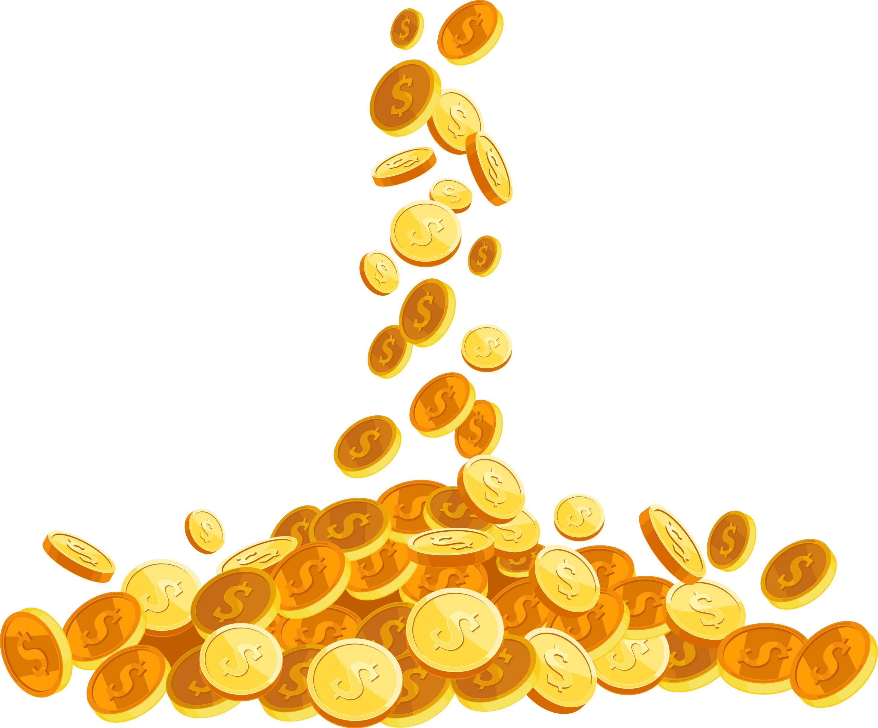 Coins Gold Painted Of Drop Hand Euclidean PNG Image