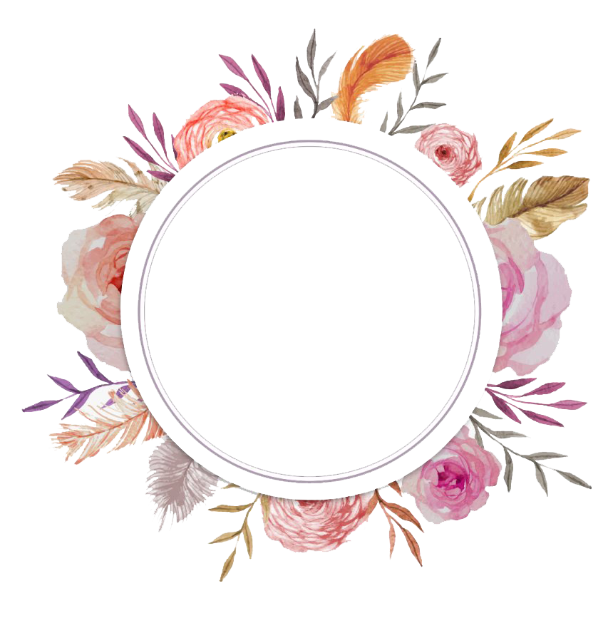 Vector Floral Circle Flower Frame PNG Image