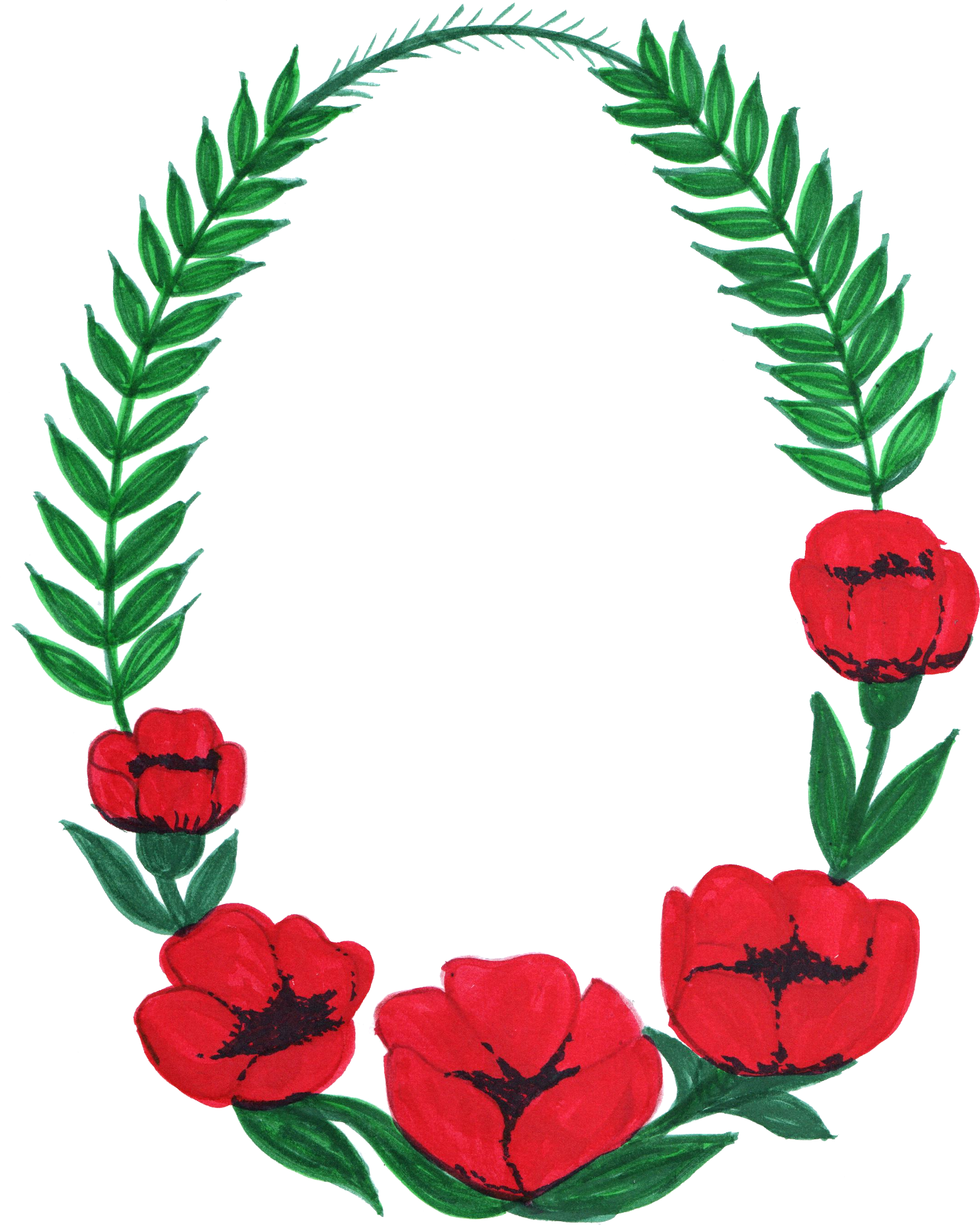 Oval Frame Flowers Free HD Image PNG Image