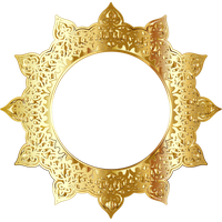 Golden Round Frame Picture PNG Image