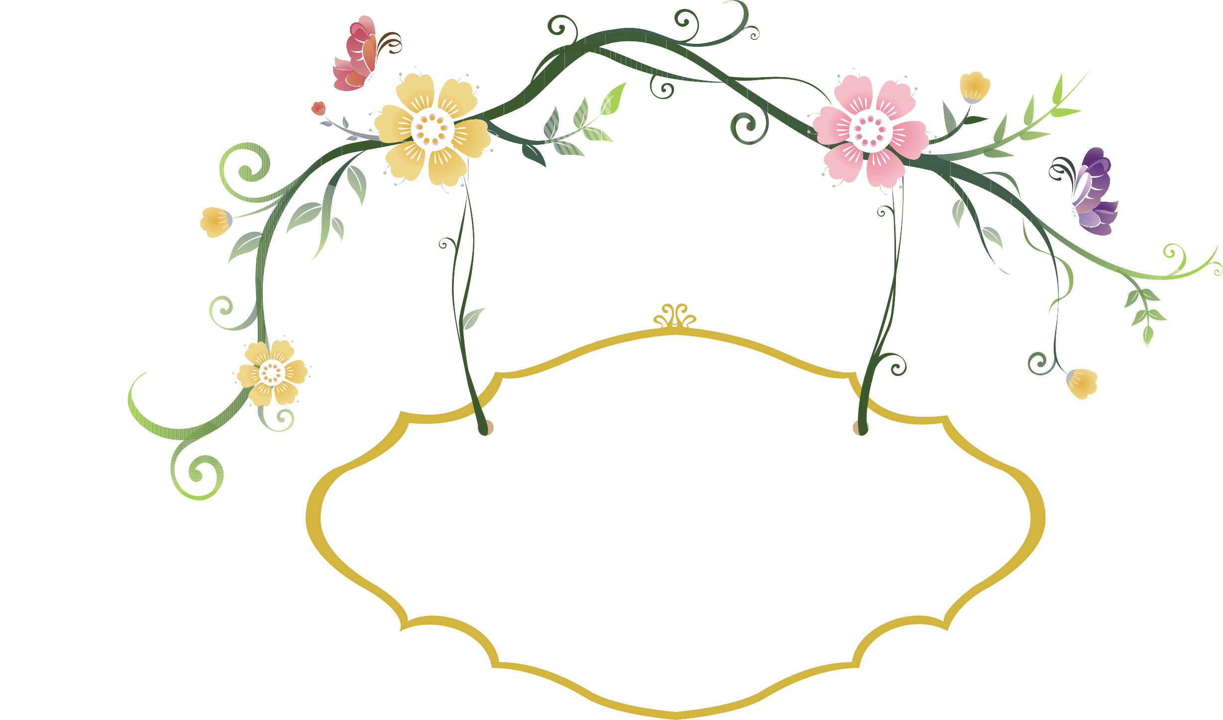 Eating Hashtag Fresh Flowers Border Hand-Painted PNG Image