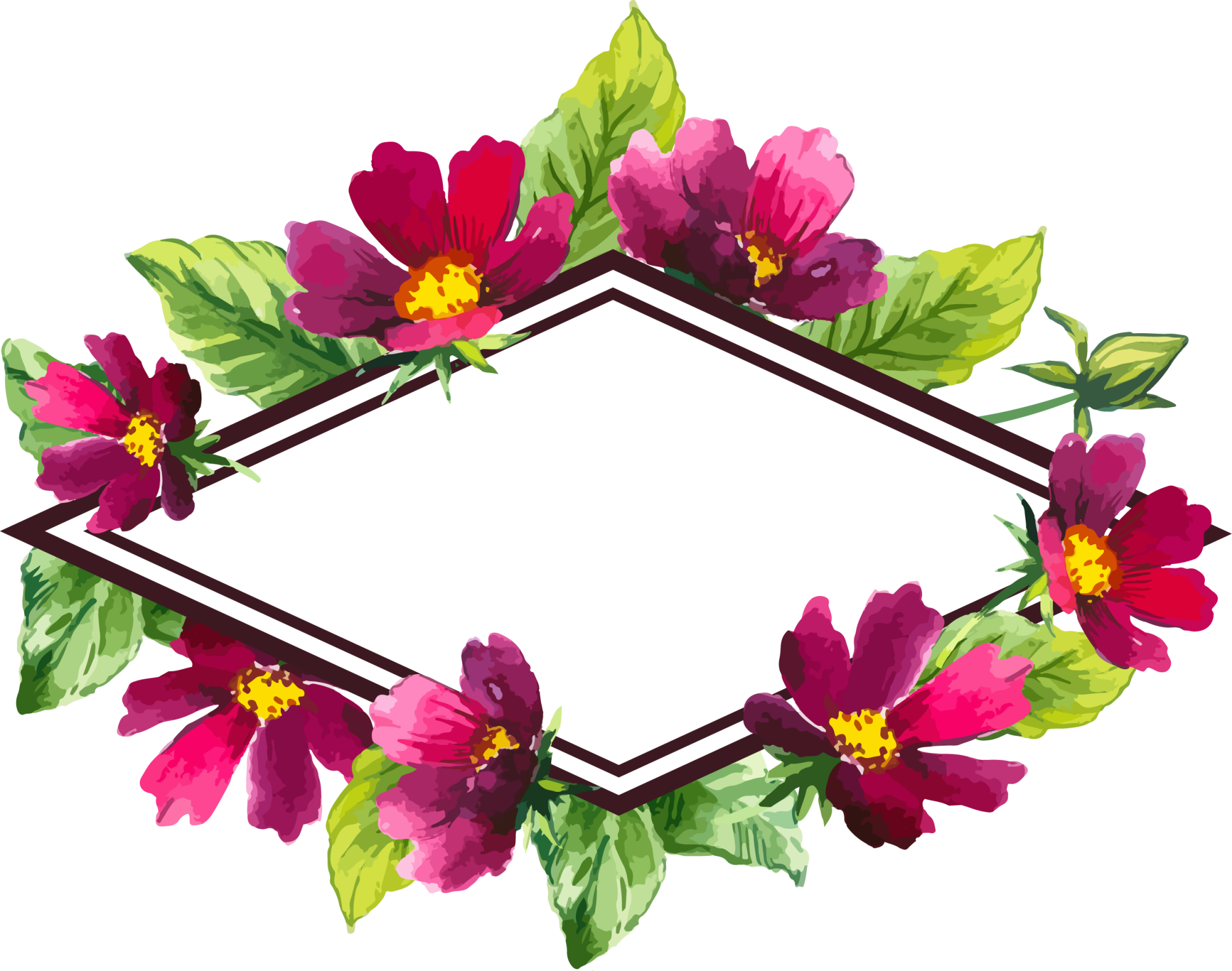 Flower Purple Frame Illustration Design Floral PNG Image