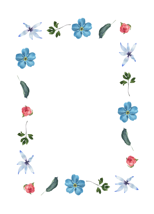 Blue Flower Wedding Paper Design Invitation Floral PNG Image