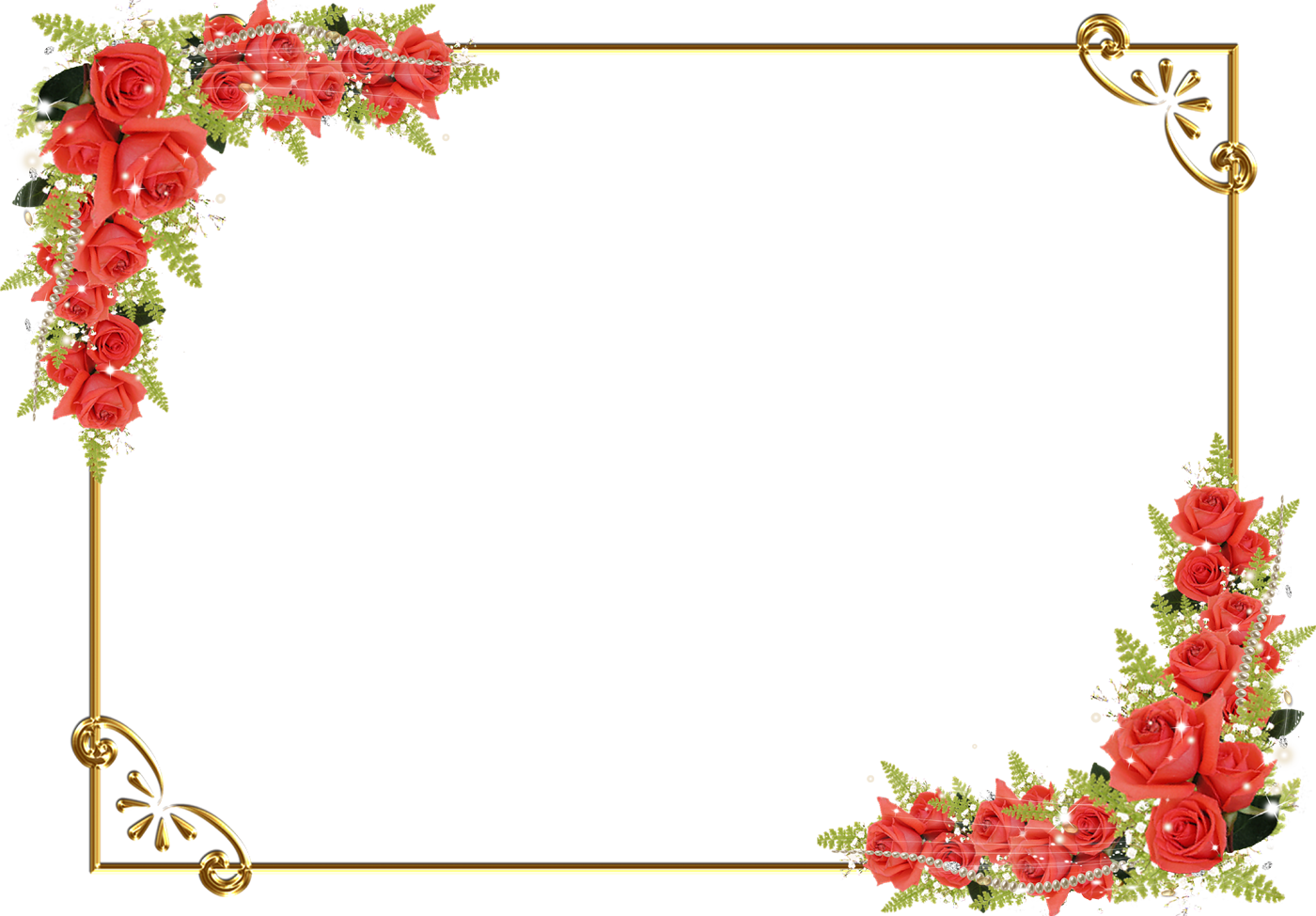 Rose Flower Border Drawing Red PNG Image High Quality PNG Image