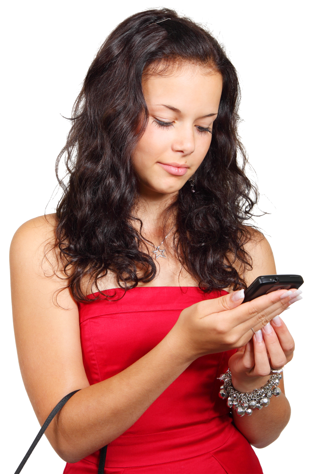 Mobile Hand Phone Holding Using Girl PNG Image