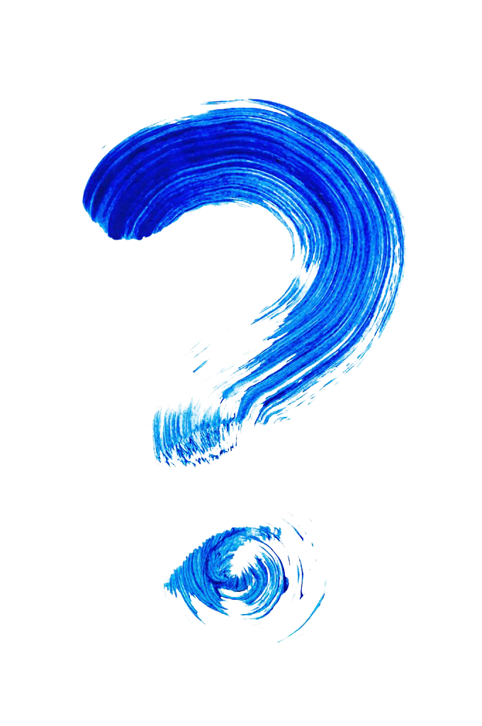 Blue Electric Question Mark Watercolor Painting PNG Image