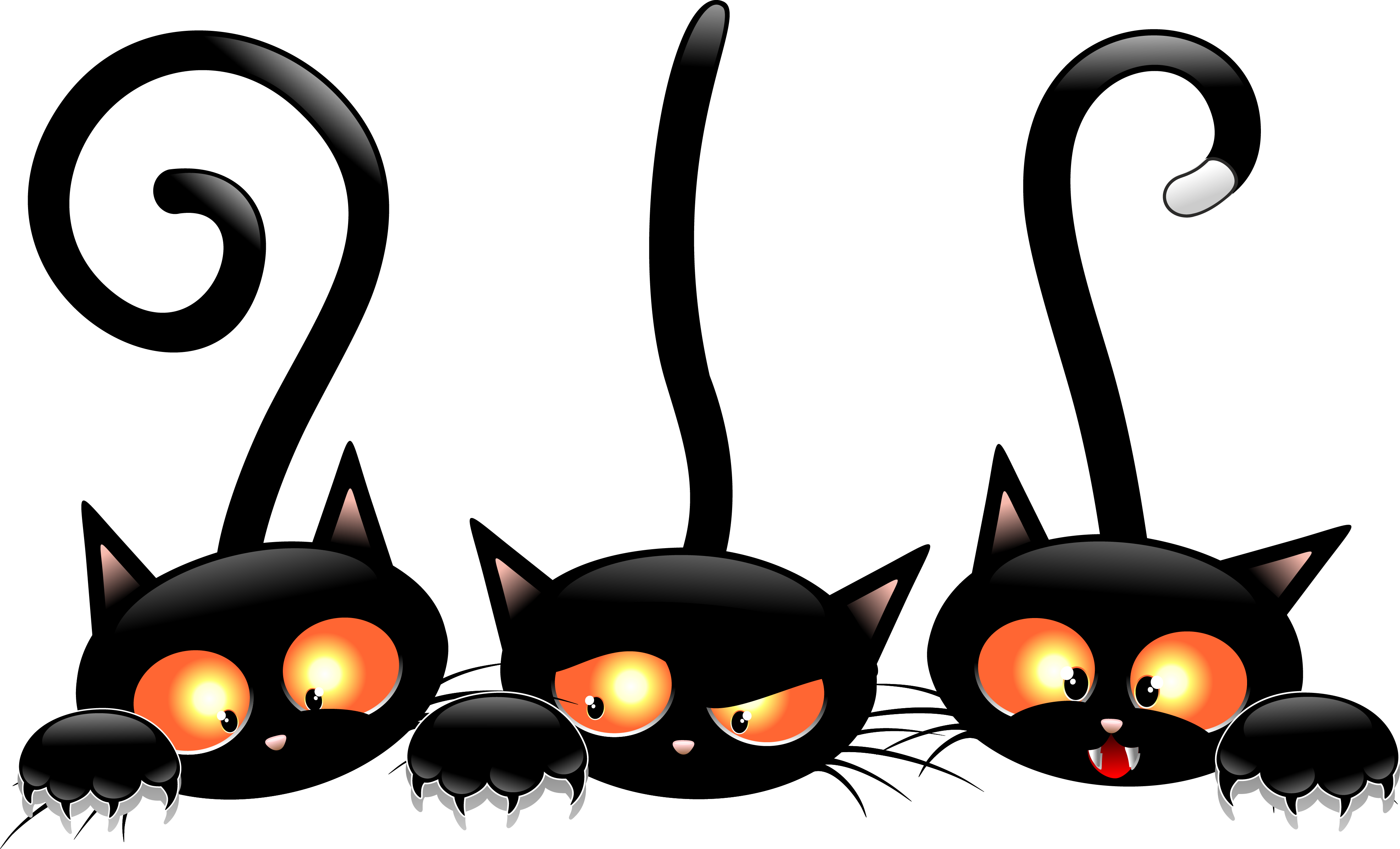 Medium Cartoon Sized To Cats Black Small PNG Image