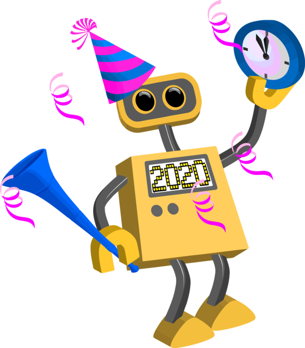 New Year Cartoon Technology For Happy 2020 Day PNG Image