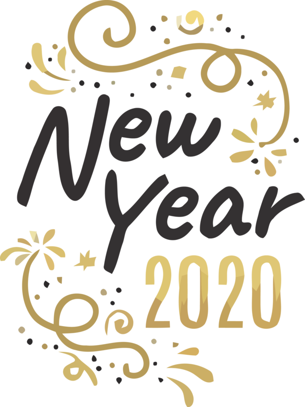 New Year Font Text Calligraphy For Happy 2020 Greeting Cards PNG Image