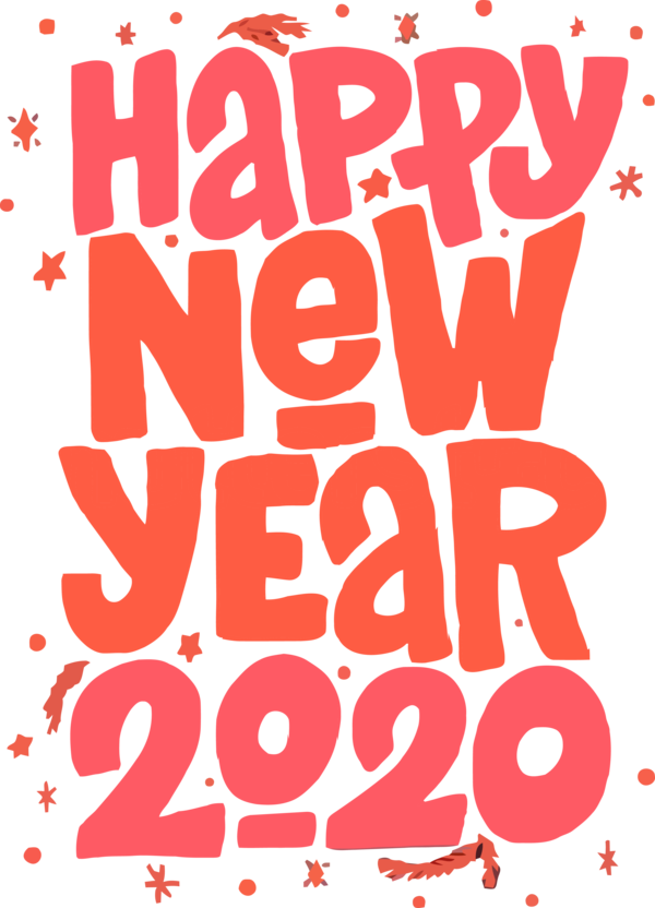 New Year 2020 Font Text For Happy Fireworks PNG Image