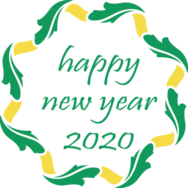 New Year Green Text Font For Happy 2020 Fireworks PNG Image