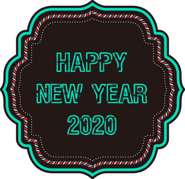 New Year Label For Happy 2020 Celebration PNG Image