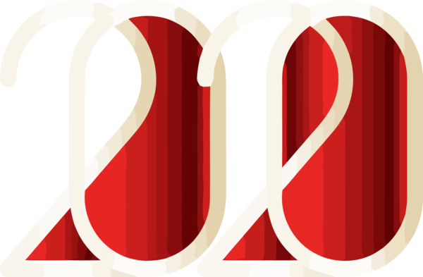 New Years 2020 Red Font Logo For Happy Year Themes PNG Image