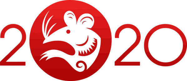 New Year Red Logo Sticker For Happy 2020 Holiday PNG Image