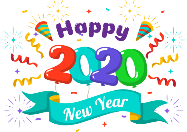 New Year Text Font Celebrating For Happy 2020 Quote PNG Image