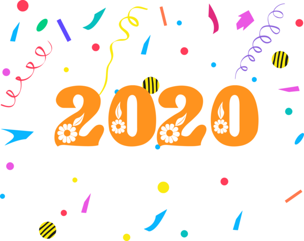 New Year Text Font Line For Happy 2020 Celebration 2020 PNG Image