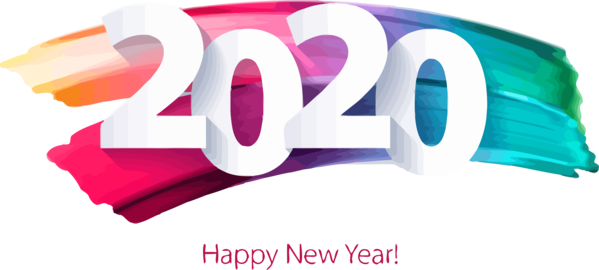 New Years 2020 Text Font Logo For Happy Year Colors PNG Image