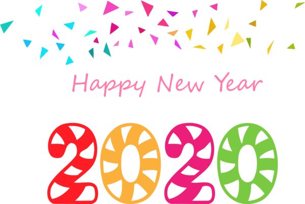 New Year Text Font Pink For Happy 2020 Ball Drop PNG Image