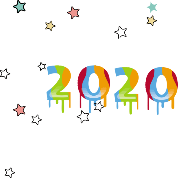New Year Text Line Font For Happy 2020 Destinations PNG Image