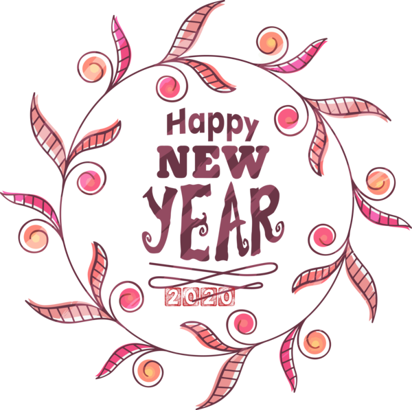 New Year Text Pink Font For Happy 2020 Themes PNG Image