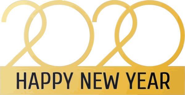 New Year 2020 Text Yellow Font For Happy Ecards PNG Image