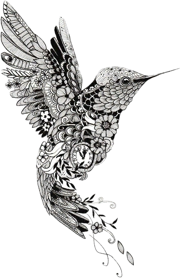 Tattoo Henna Mehndi Mandala Bird Hummingbird PNG Image