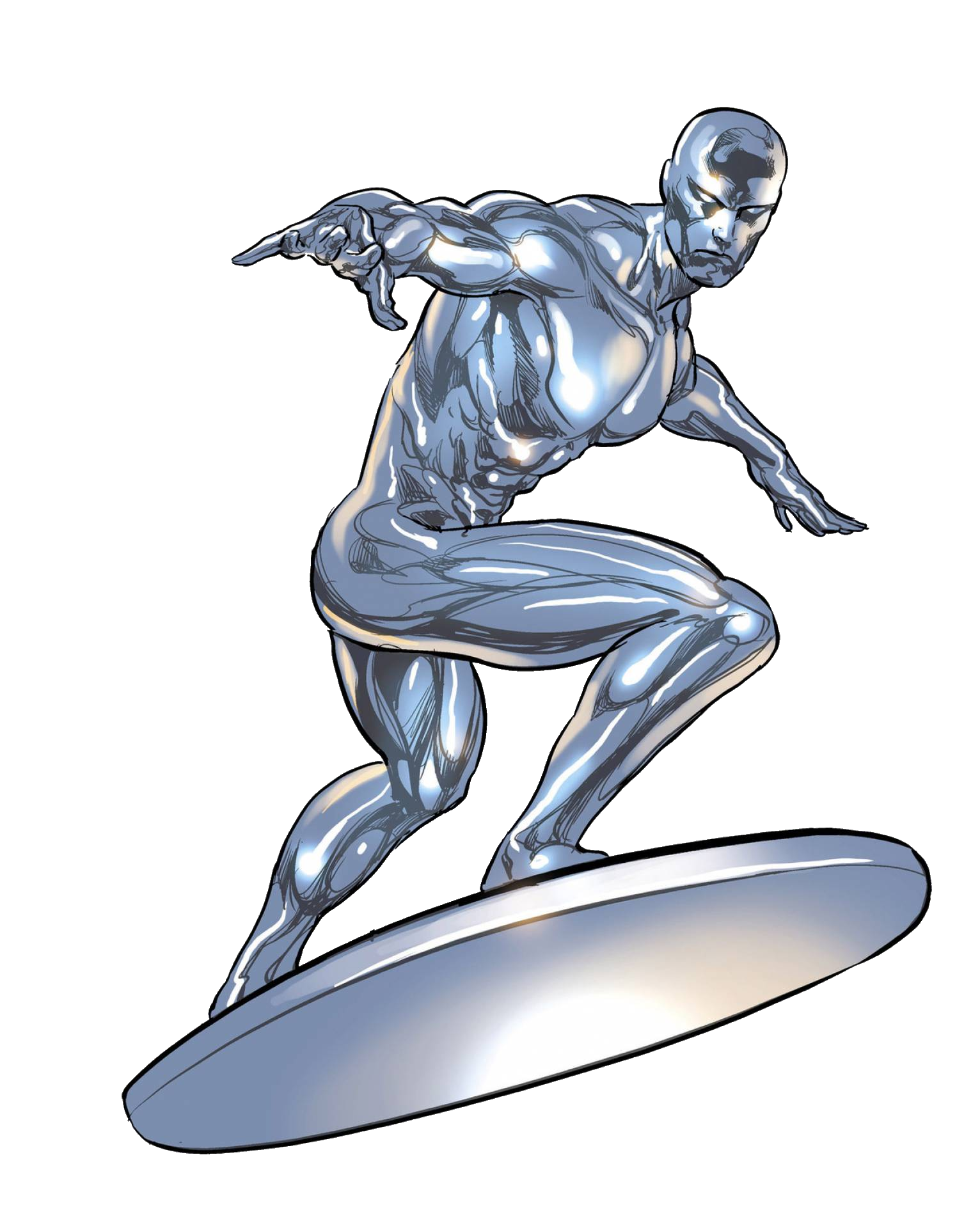 Art Surfer Iron Thanos Muscle Silver Man PNG Image