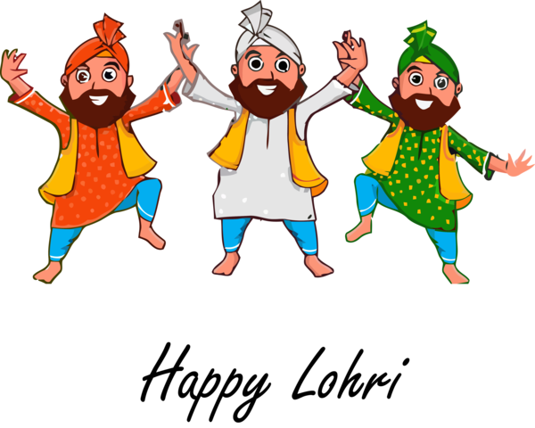 Lohri Cartoon Celebrating Playing With Kids For Happy Holiday PNG Image