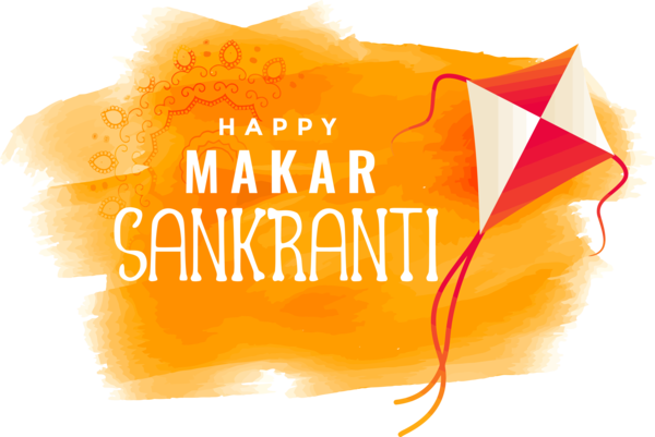 Makar Sankranti Orange Yellow Text For Happy Colors PNG Image