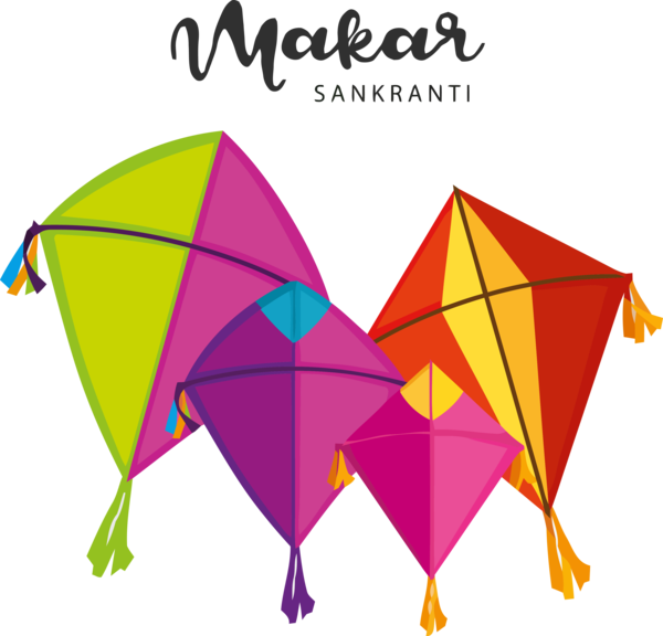Makar Sankranti Line Triangle Sport Kite For Happy Wishes PNG Image