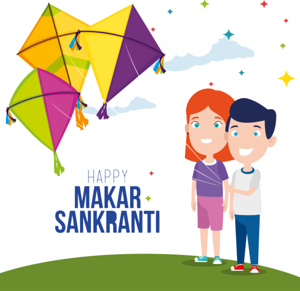 Makar Sankranti Line Child Happy For Ball Drop PNG Image