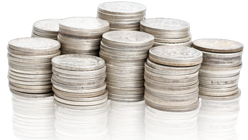 Silver Coins Transparent PNG Image