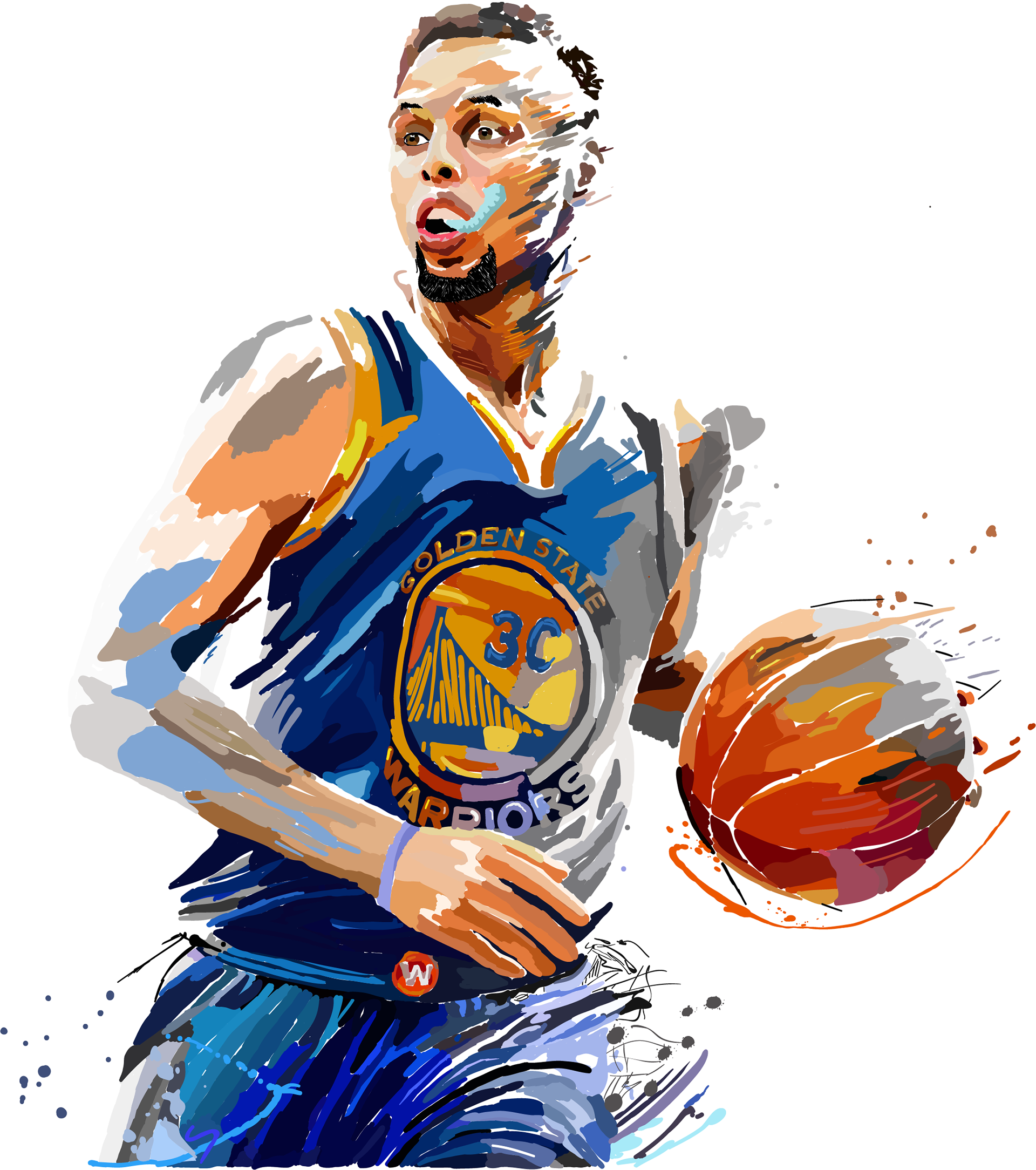 Golden Ball Art Painting State Warriors Stephen PNG Image