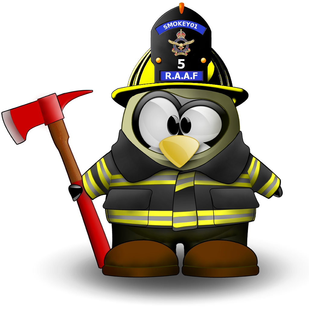 Tux Fireman Firefighter Racer Linux Penguin PNG Image