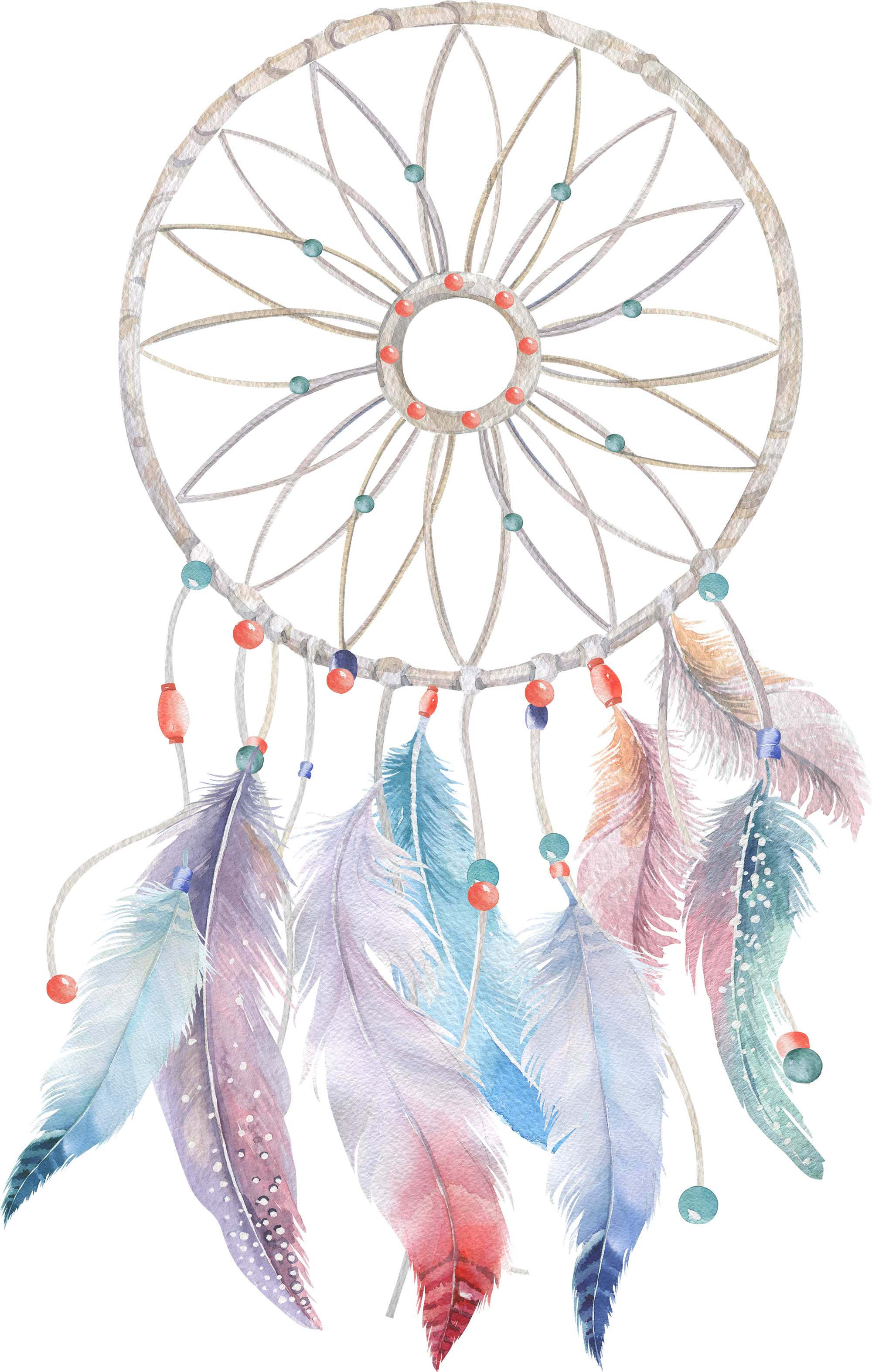 Watercolor Feather Boho-Chic Painting Dreamcatcher Free Transparent Image HD PNG Image
