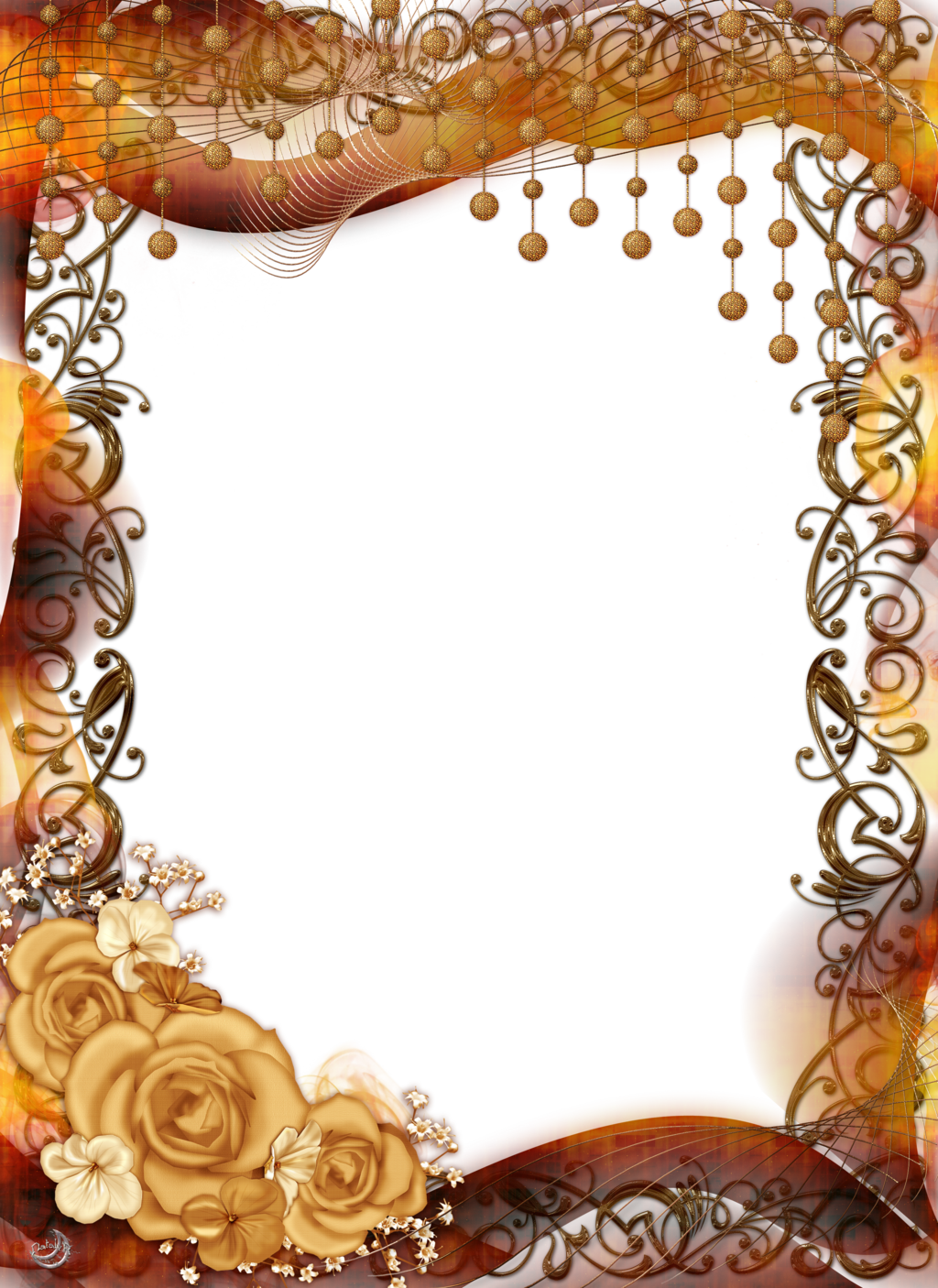 Picture Pic Gold Frame Wallpaper Flower PNG Image