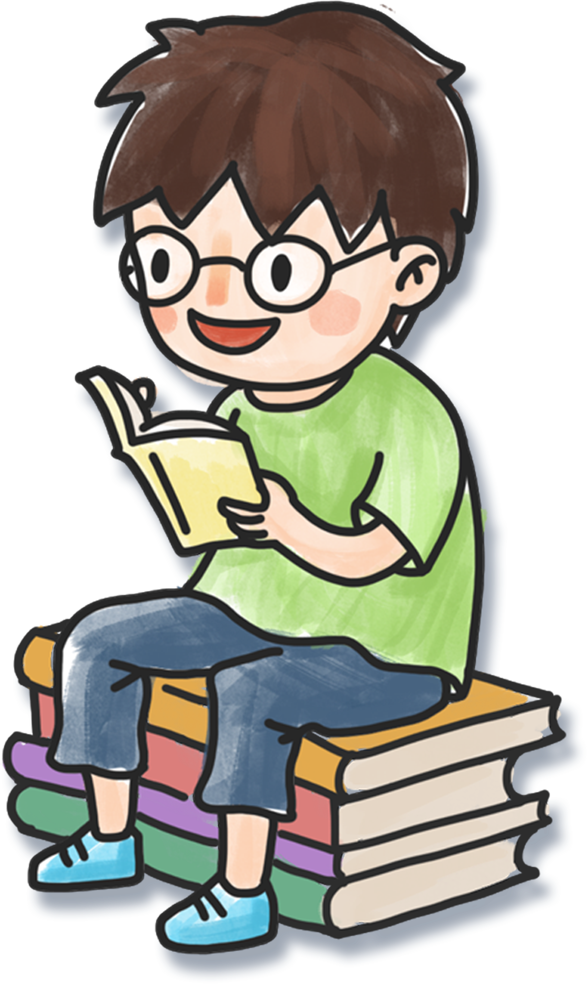 Boy Little Reading Book Download HD PNG Image