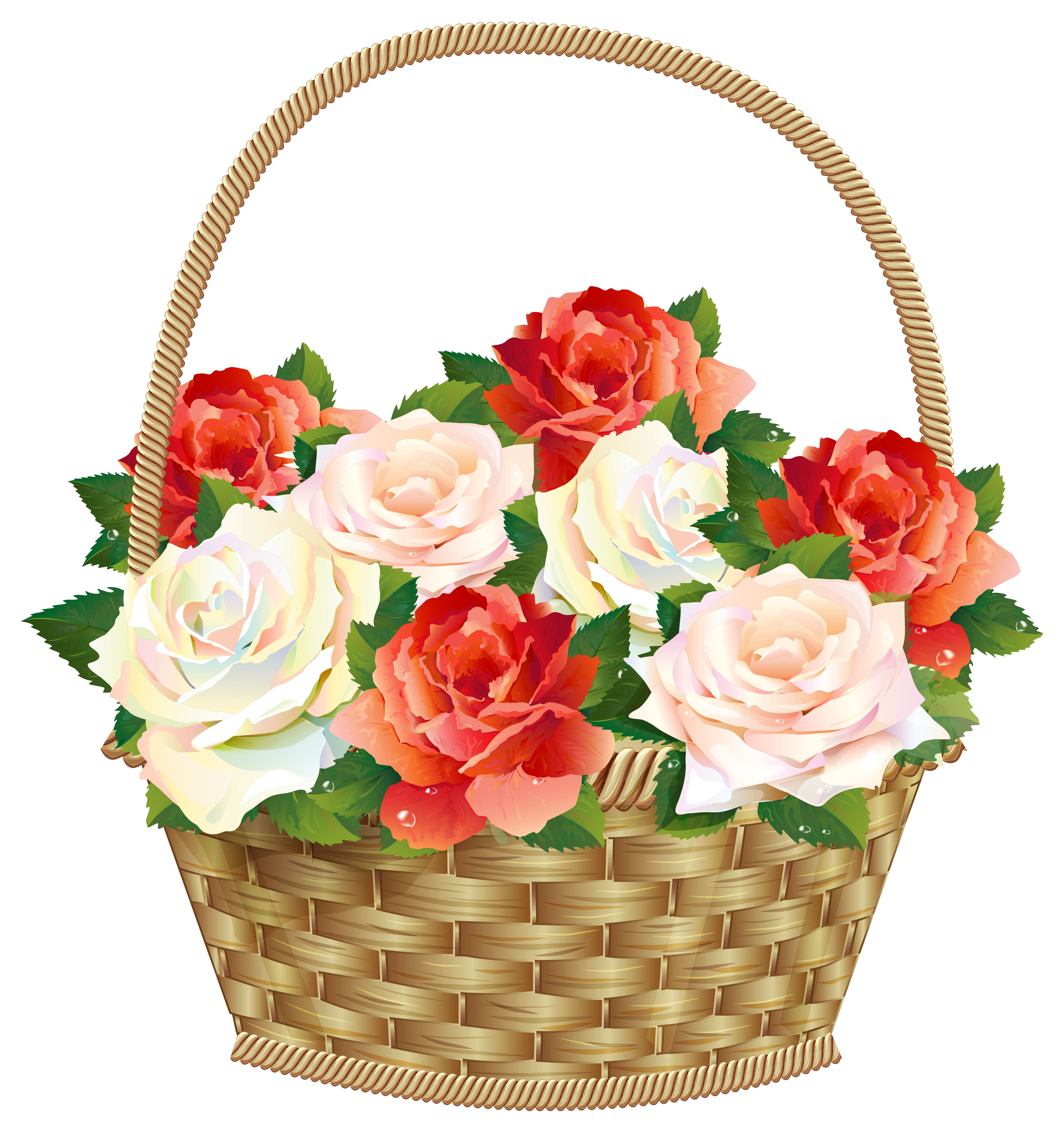 Basket Roses In Transparent Icon PNG File HD PNG Image