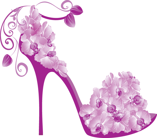 Lilac Highheeled Design Shoe Floral Footwear PNG Image