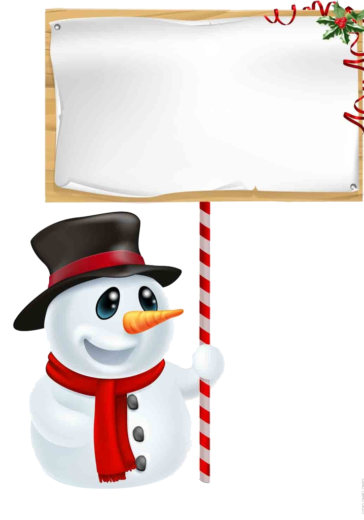 Snowman Santa Claus Cartoon Holding Sign Christmas PNG Image