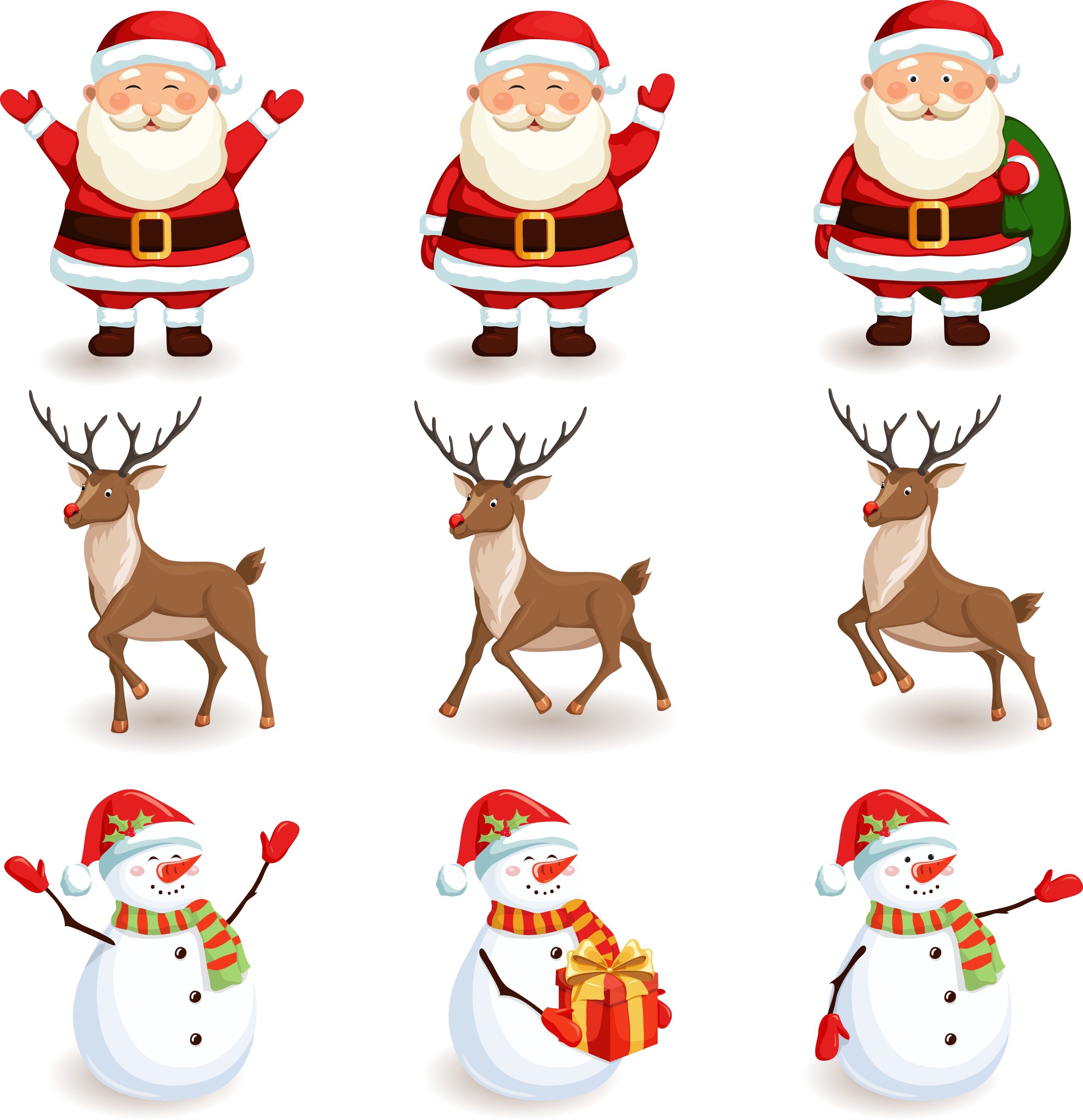 And Snowman Material Claus Deer Reindeer Santa PNG Image