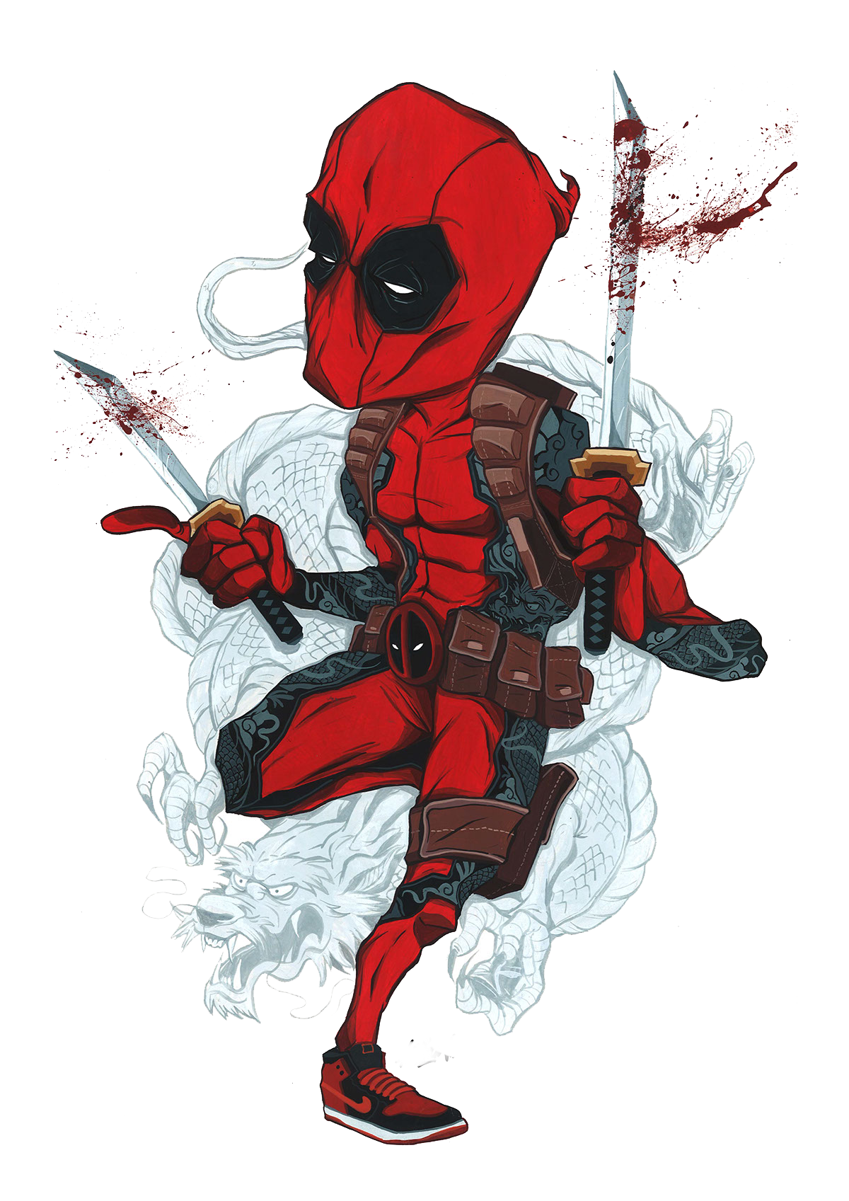 Art Spiderman Character Fictional Deadpool Cartoon PNG Image