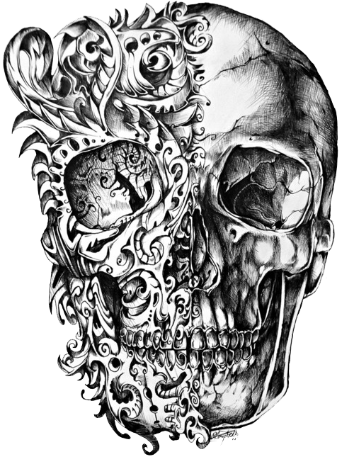 Cool Skull Tattoo Design Drawing PNG Image